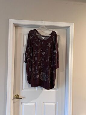 Maurices Wine Floral Scoop Neck Tunic